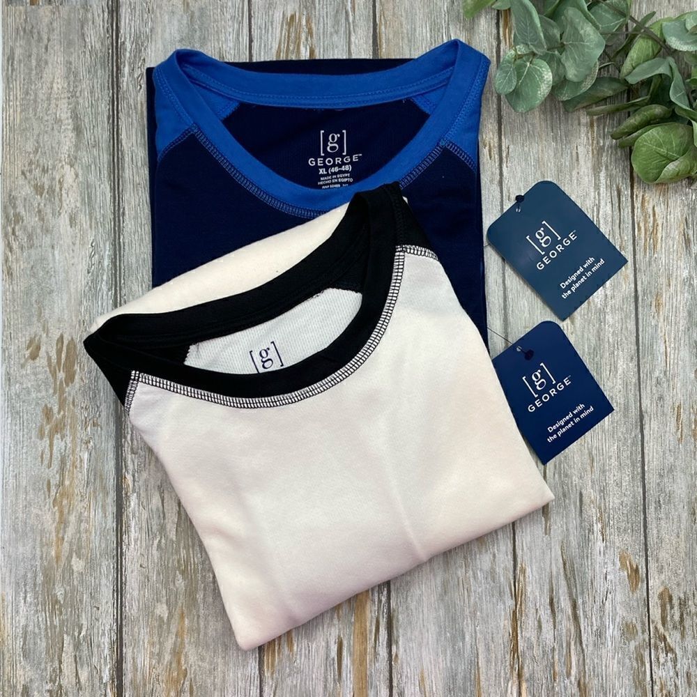 Men's Lightweight Raglan Long Sleeve T-Shirts 2-Pack Size XL